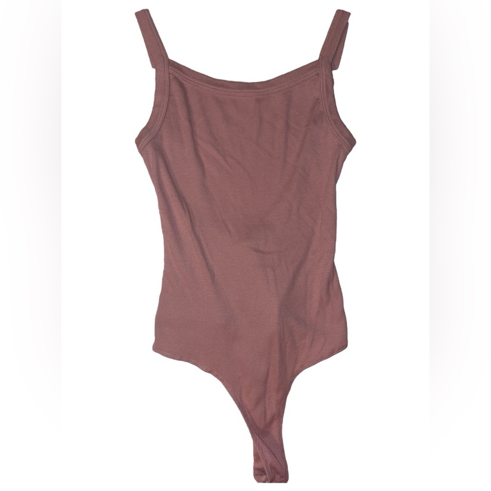 Cotten Citizen Verona Tank Bodysuit Ribbed Low Back Thong Snap Closure Pink XS